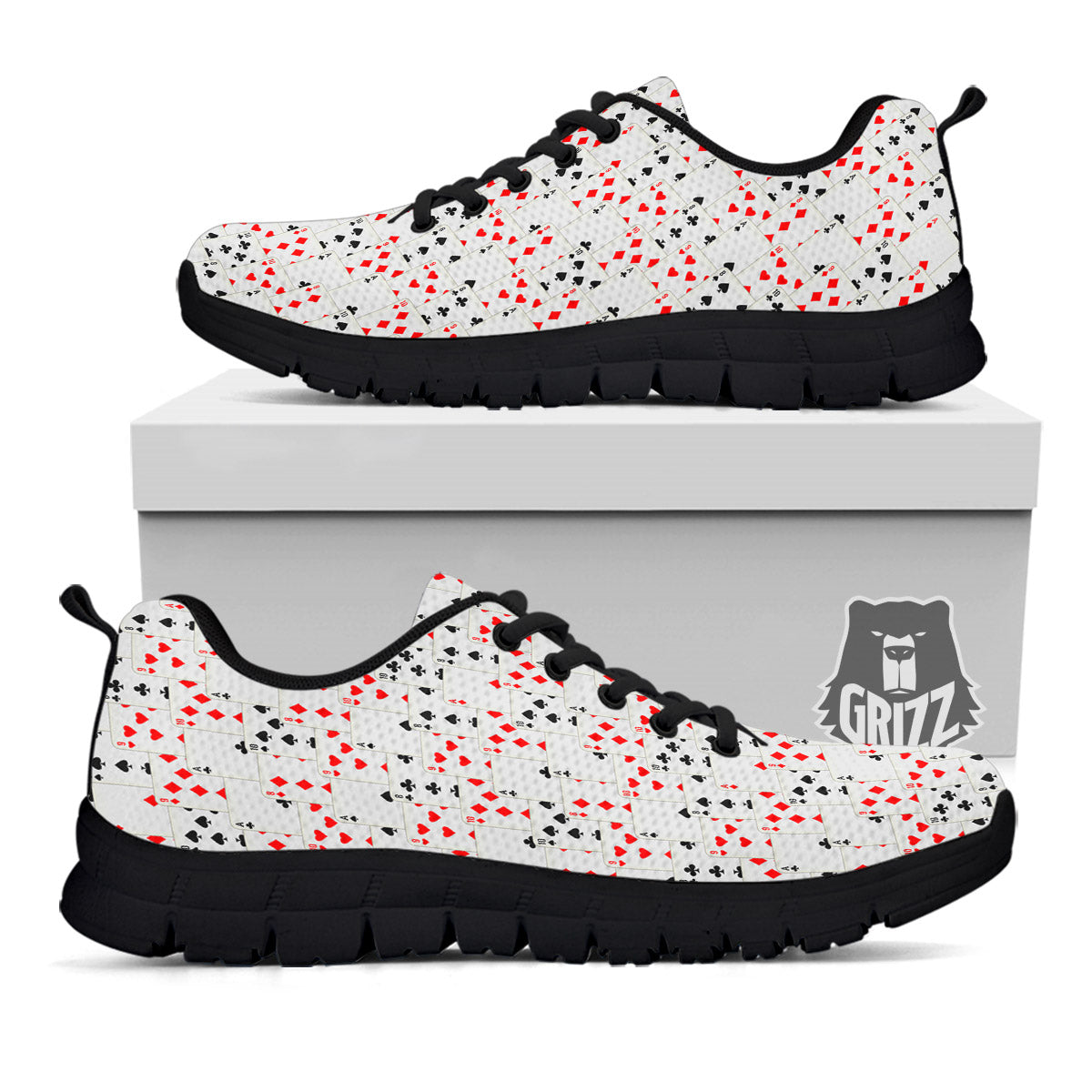 Casino Card Cartoon Print Pattern Black Sneaker-grizzshop