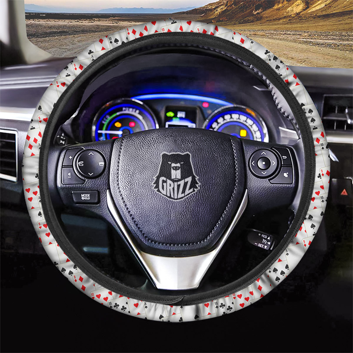 Casino Card Cartoon Print Pattern Car Steering Wheel Cover-grizzshop