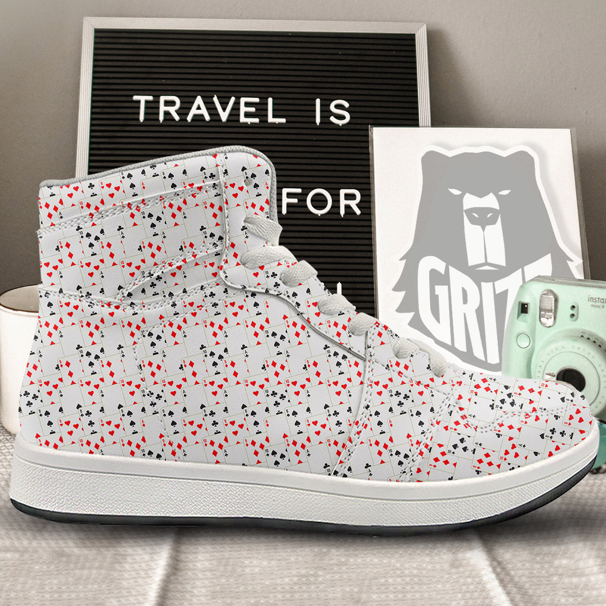 Casino Card Cartoon Print Pattern High Top Sneakers-grizzshop