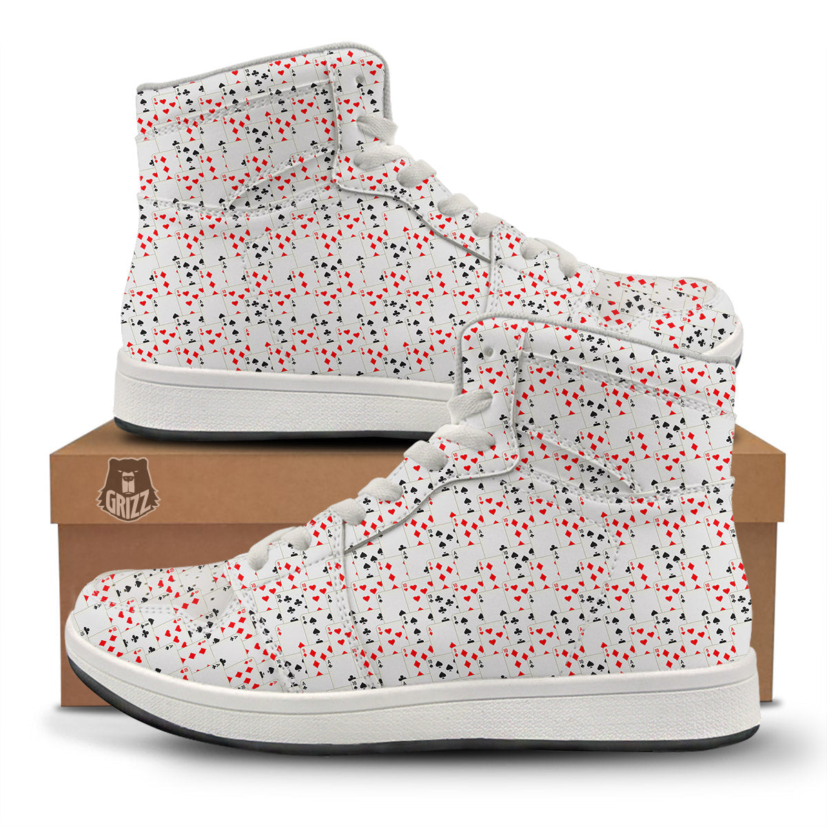 Casino Card Cartoon Print Pattern High Top Sneakers-grizzshop