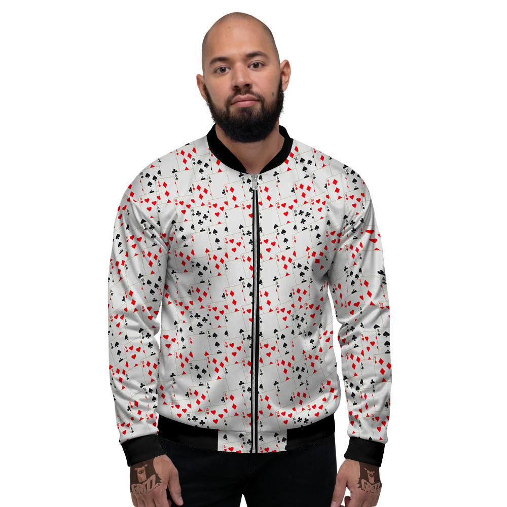 Casino Card Cartoon Print Pattern Men's Bomber Jacket-grizzshop