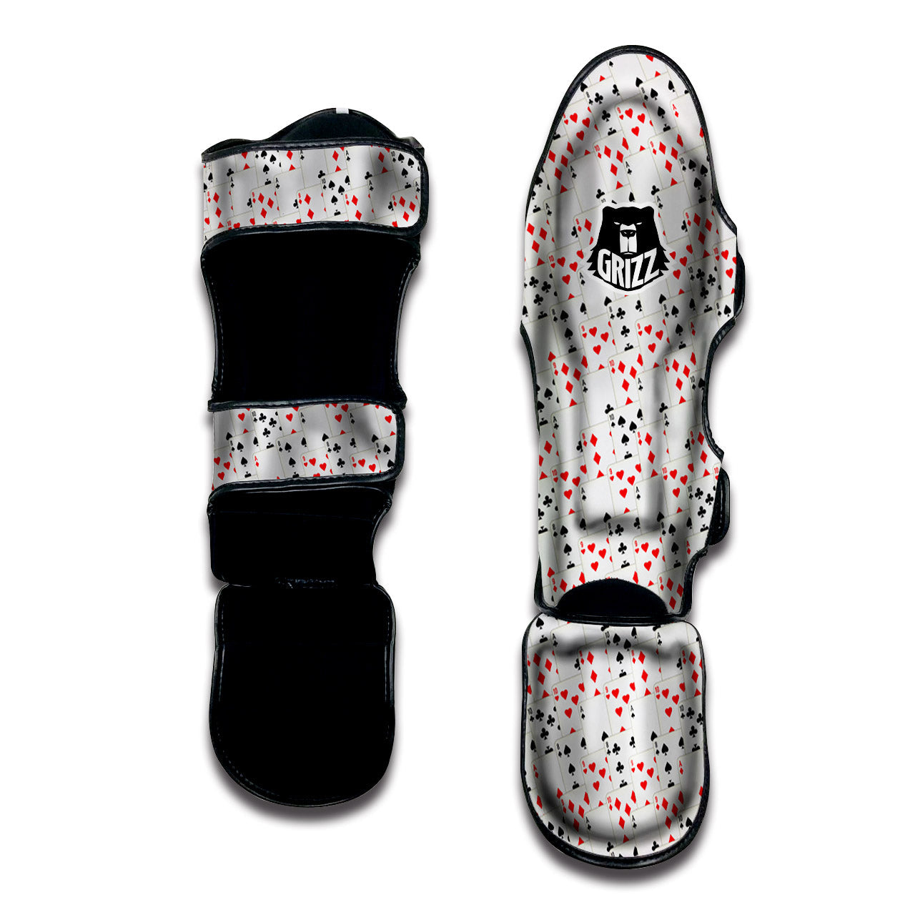 Casino Card Cartoon Print Pattern Muay Thai Shin Guards-grizzshop