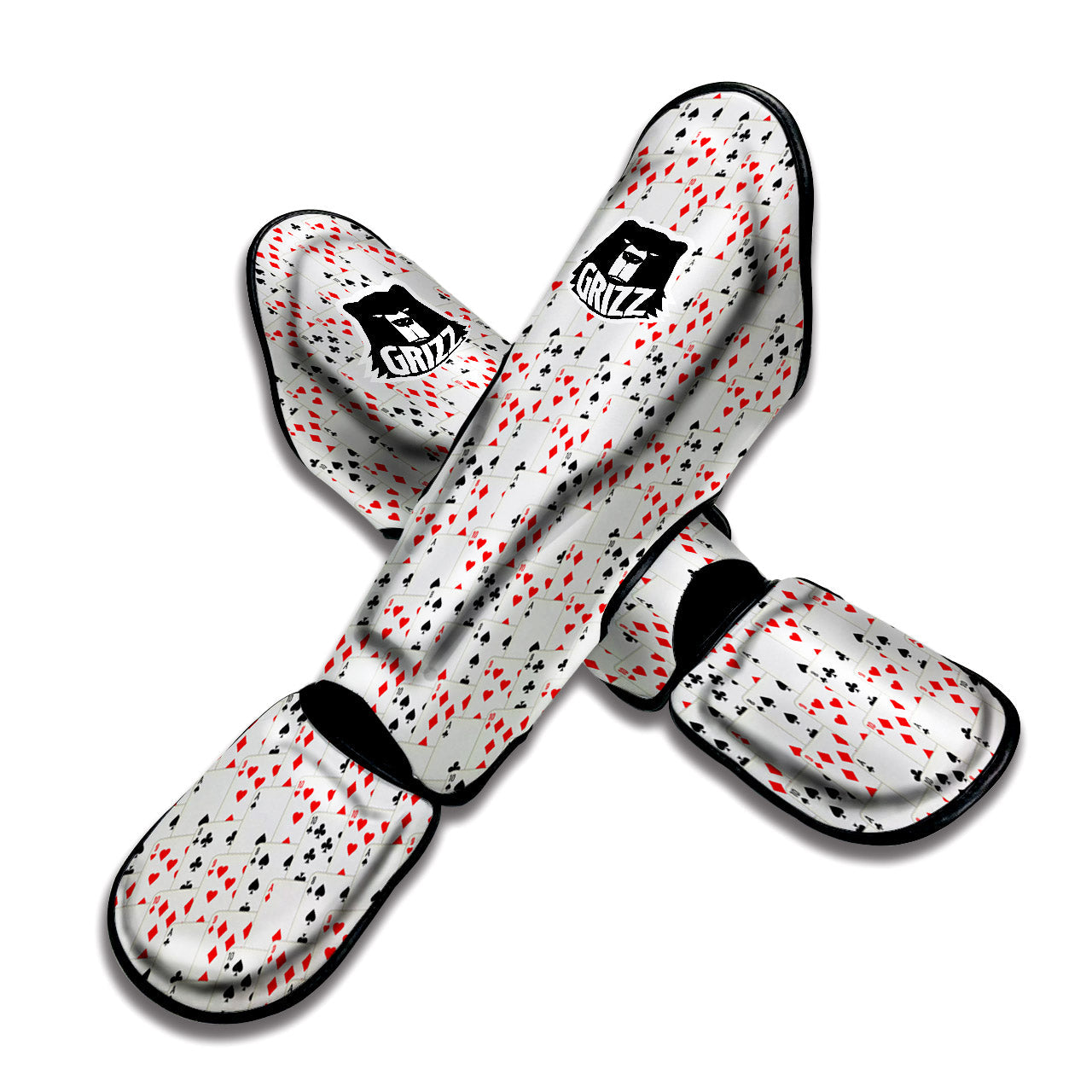 Casino Card Cartoon Print Pattern Muay Thai Shin Guards-grizzshop