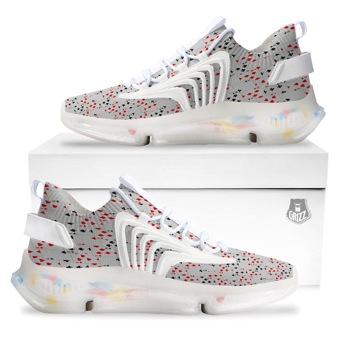 Casino Card Cartoon Print Pattern White Gym Shoes-grizzshop