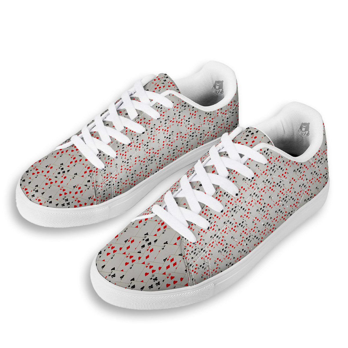 Casino Card Cartoon Print Pattern White Low Top Sneakers-grizzshop