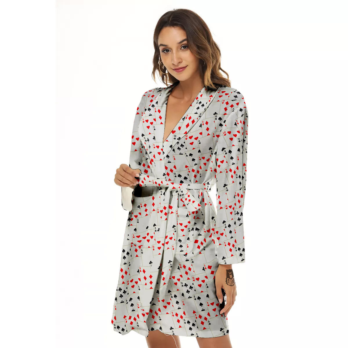 Casino Card Cartoon Print Pattern Women's Robe-grizzshop