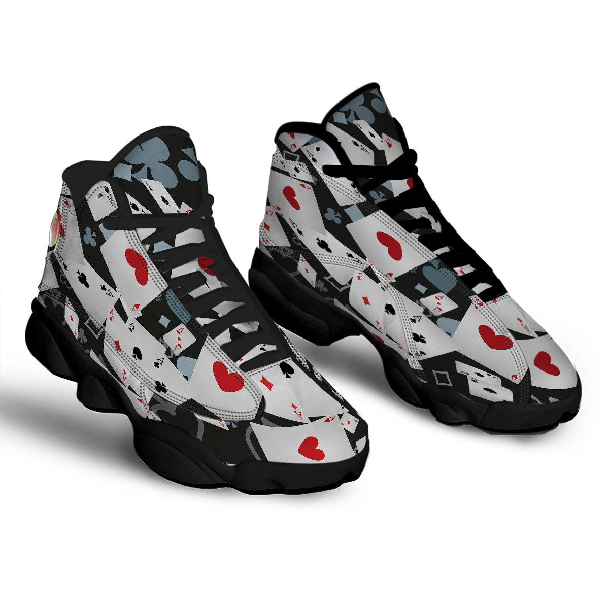 Casino Card Falling Print Black Basketball Shoes-grizzshop