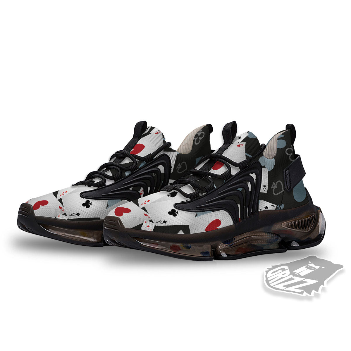 Casino Card Falling Print Black Gym Shoes-grizzshop