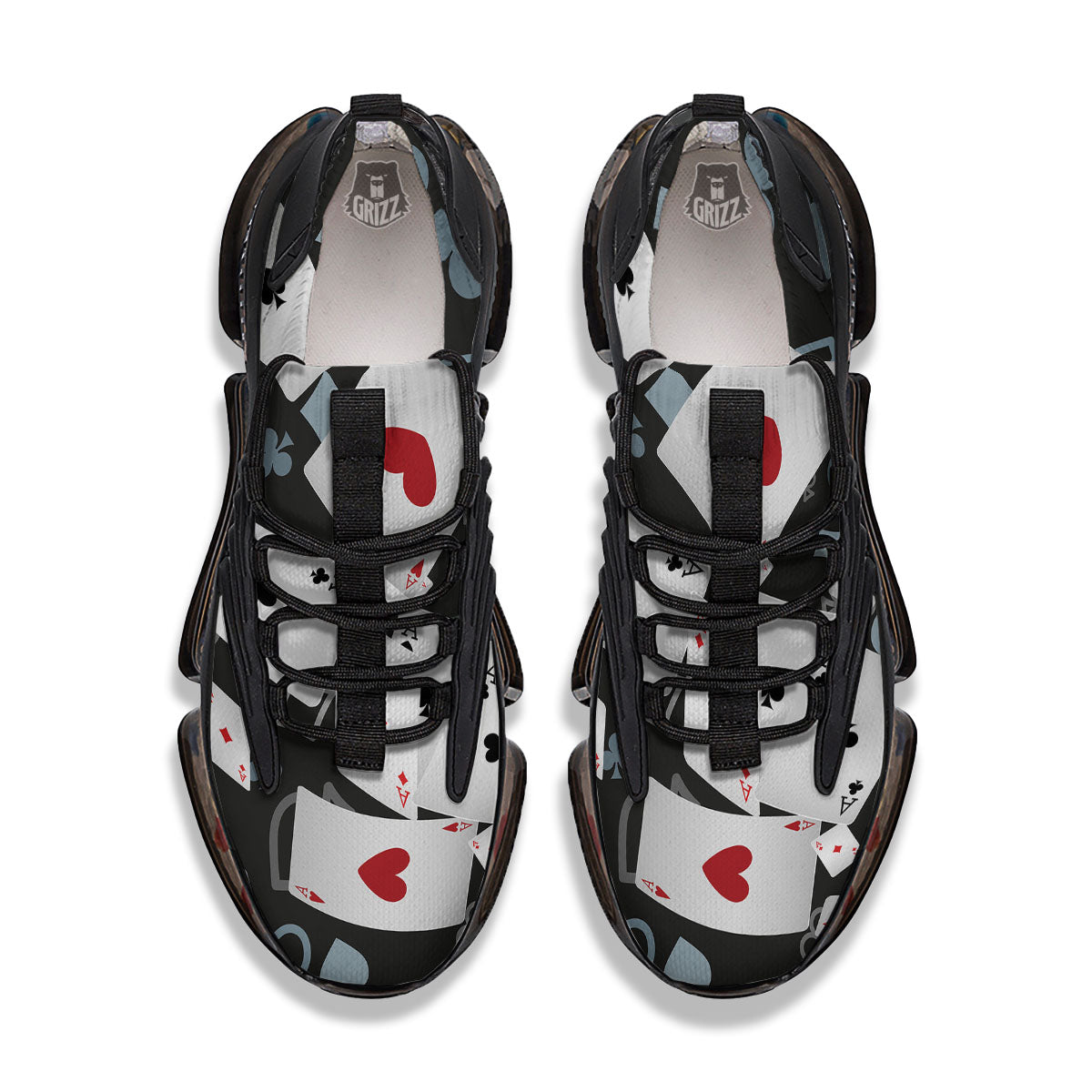 Casino Card Falling Print Black Gym Shoes-grizzshop
