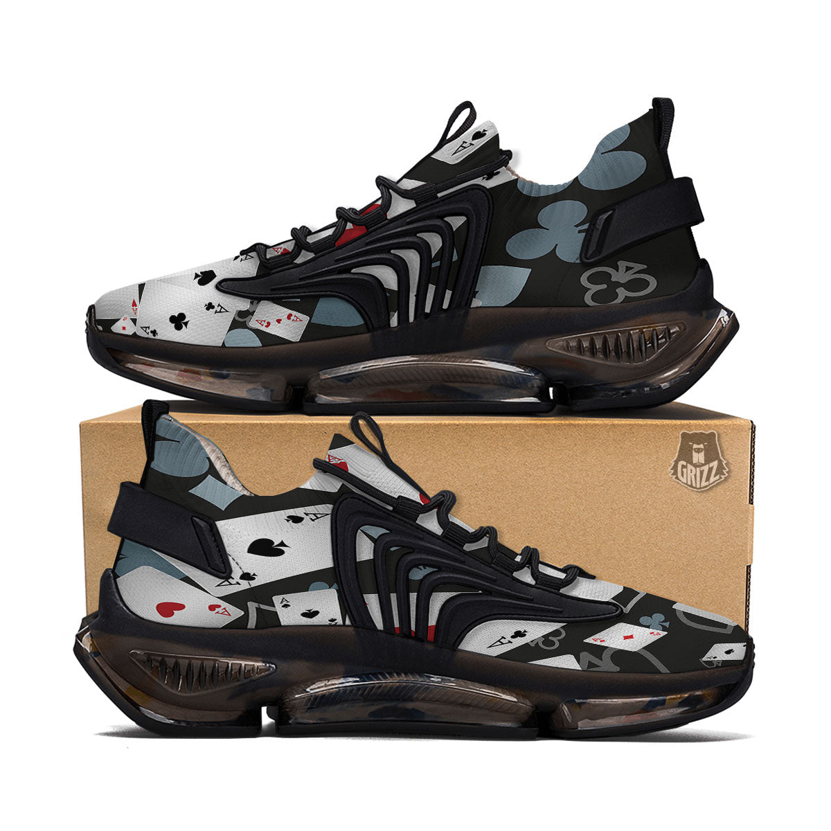 Casino Card Falling Print Black Gym Shoes-grizzshop