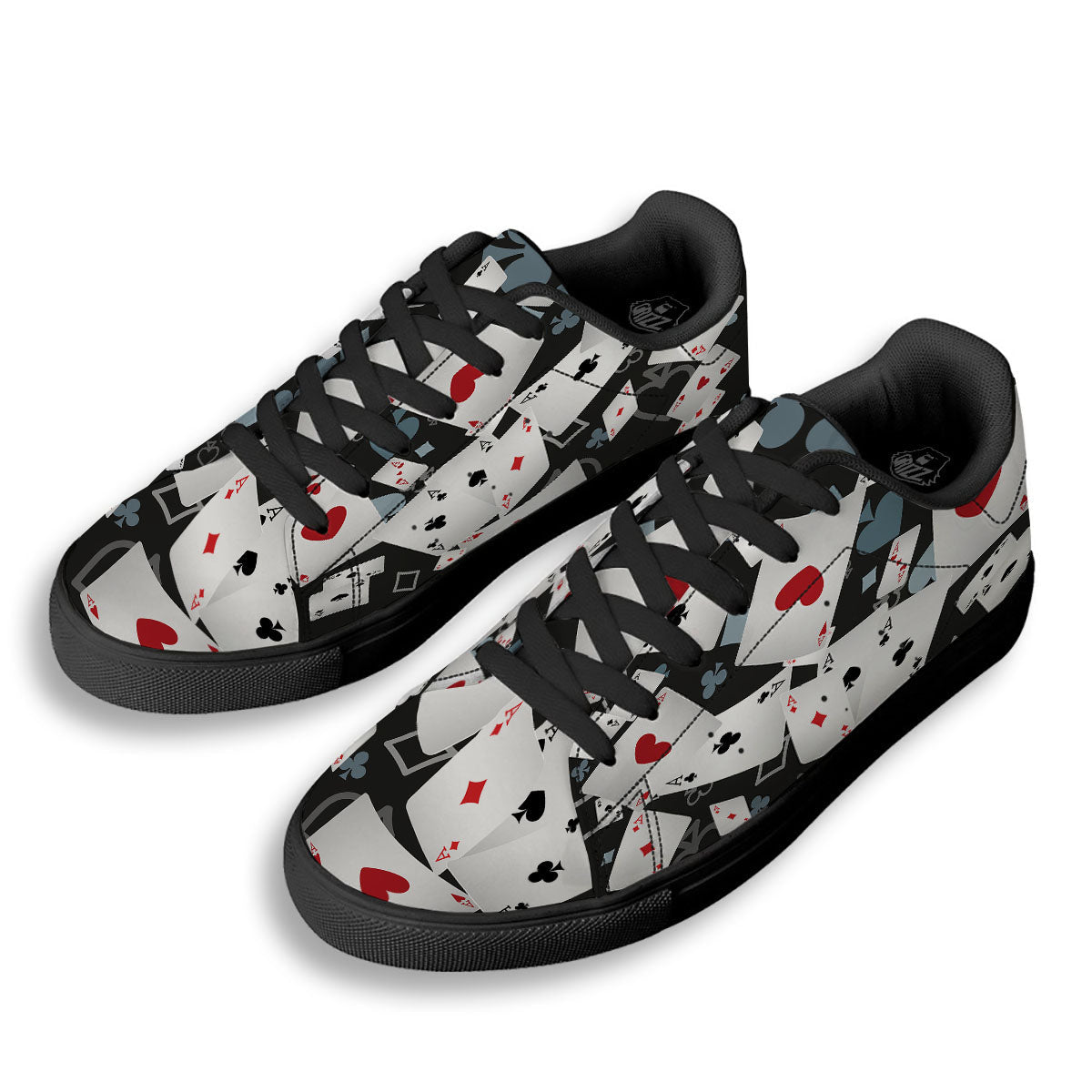 Casino Card Falling Print Black Low Top Sneakers-grizzshop