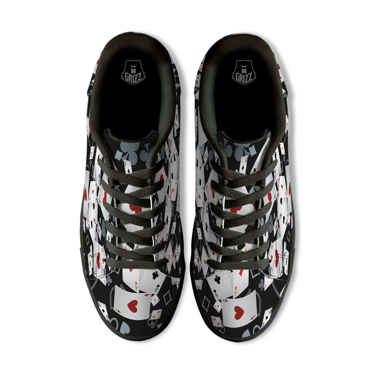 Casino Card Falling Print Black Low Top Sneakers-grizzshop