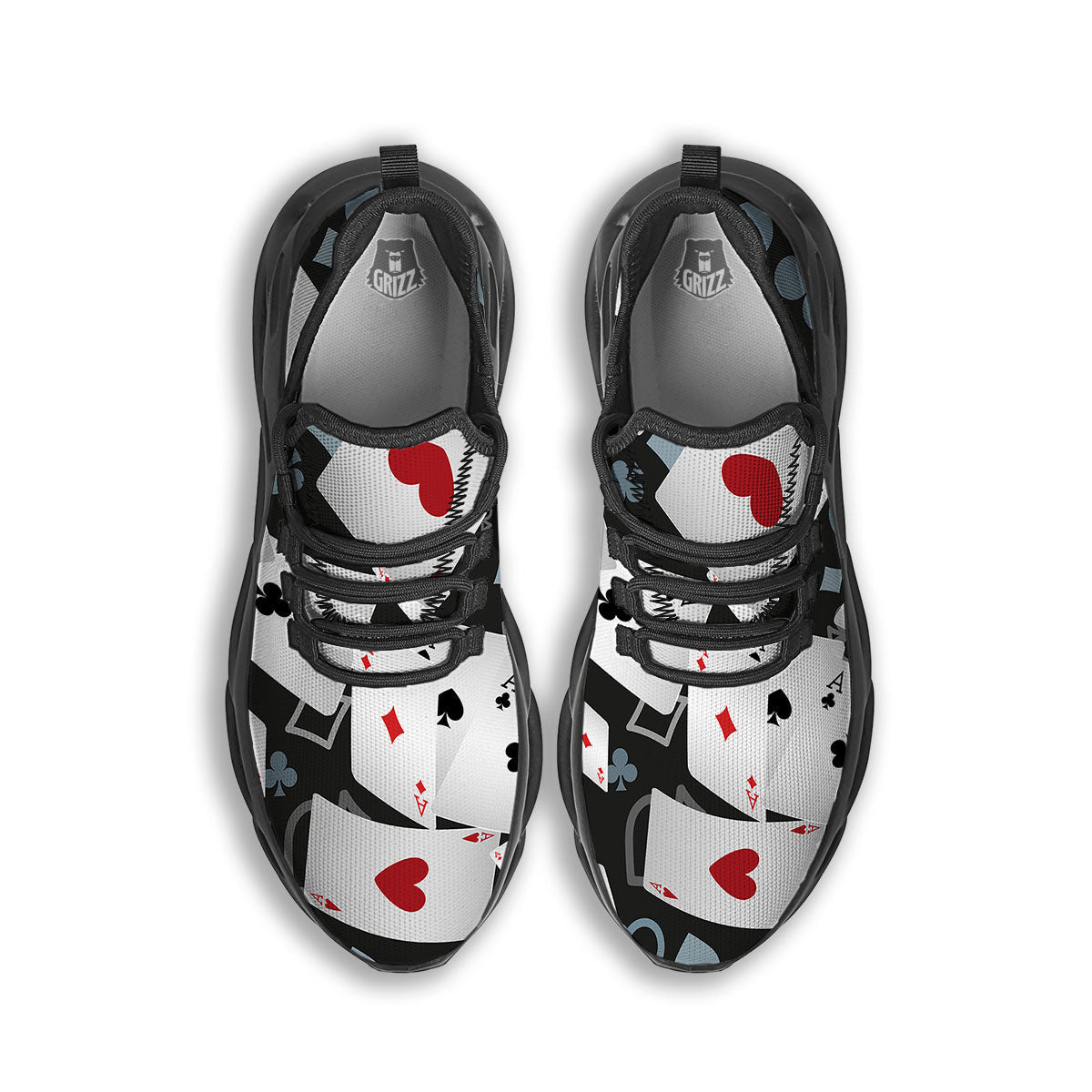 Casino Card Falling Print Black Running Shoes-grizzshop