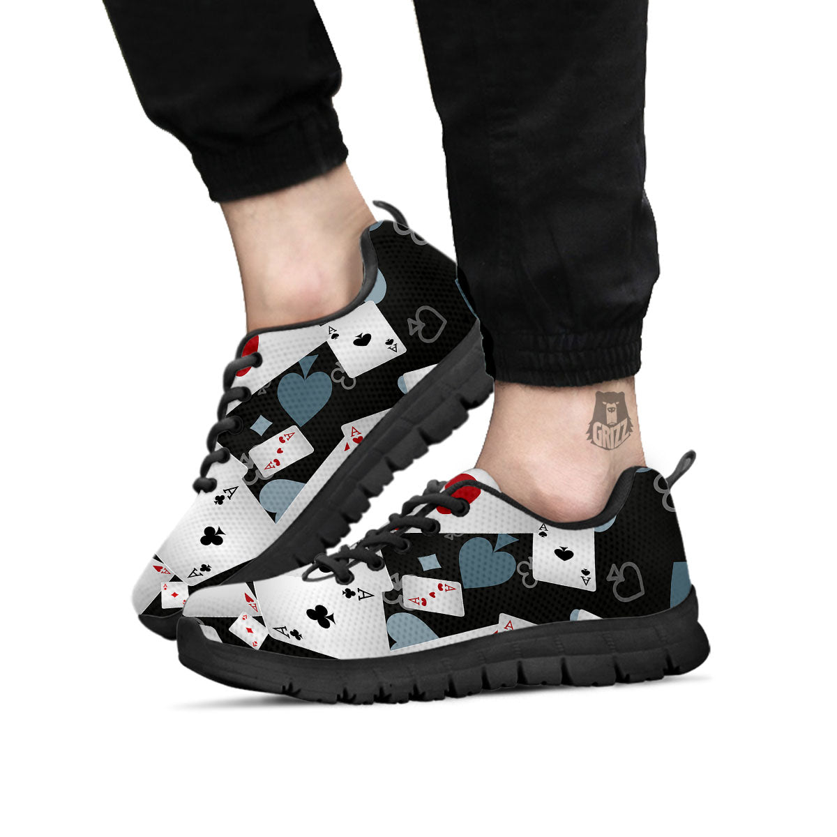 Casino Card Falling Print Black Sneaker-grizzshop