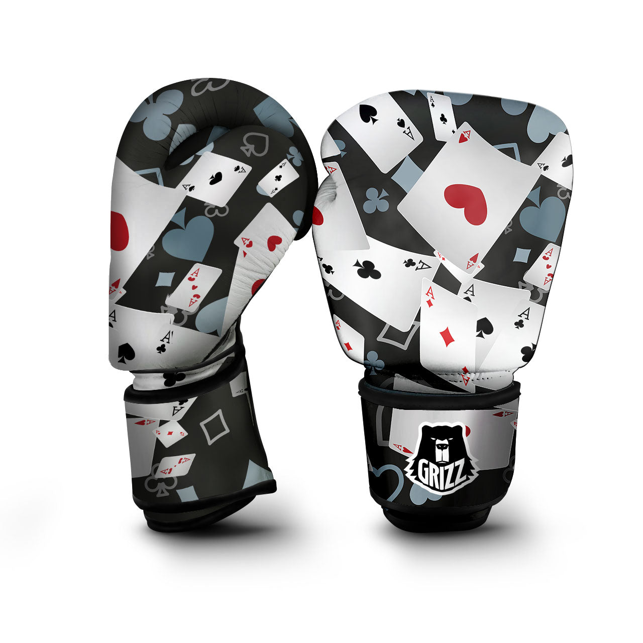 Casino Card Falling Print Boxing Gloves-grizzshop