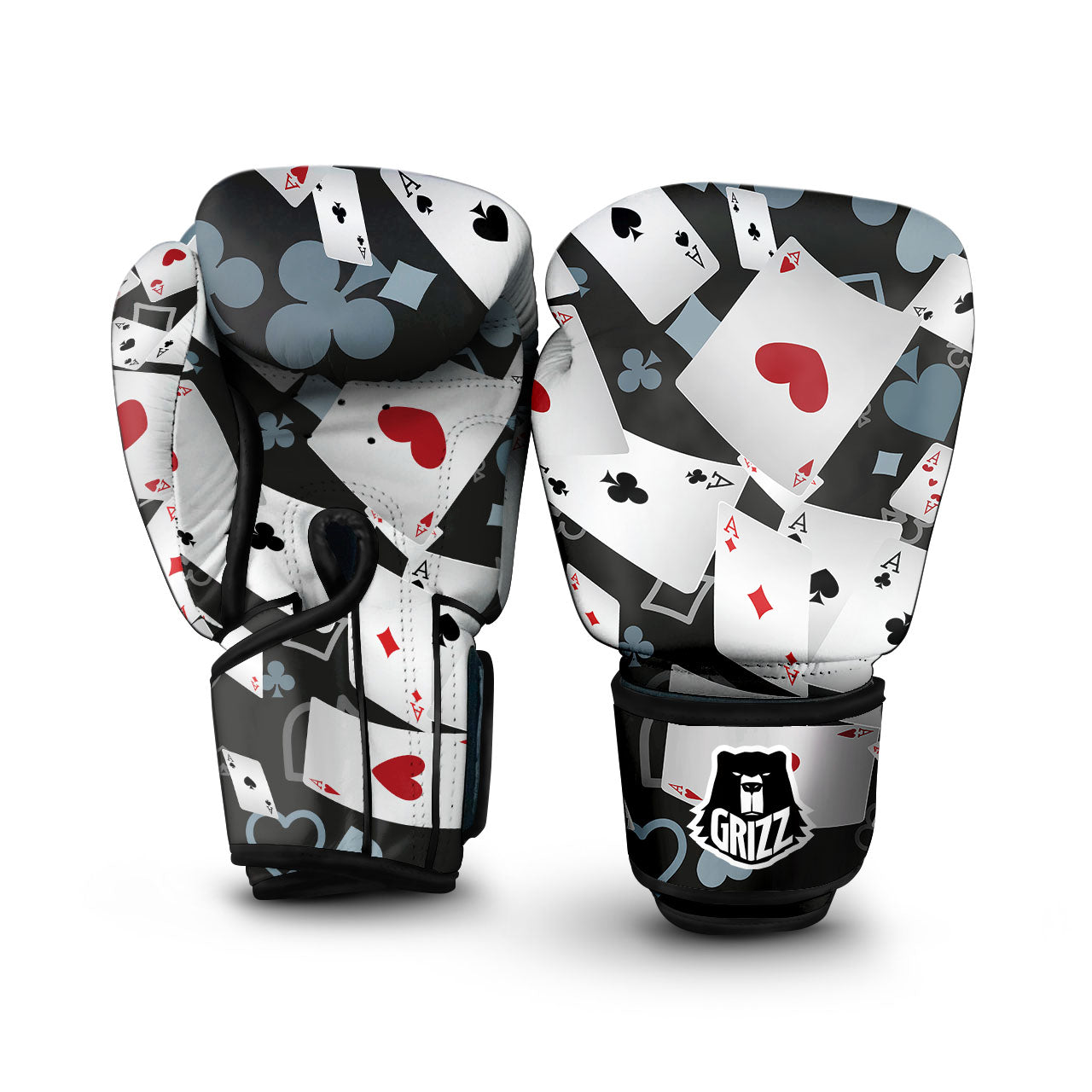 Casino Card Falling Print Boxing Gloves-grizzshop