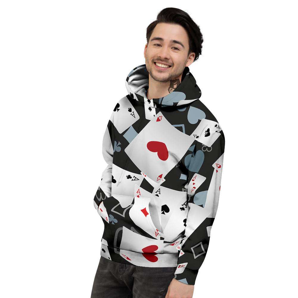 Casino Card Falling Print Men's Hoodie-grizzshop
