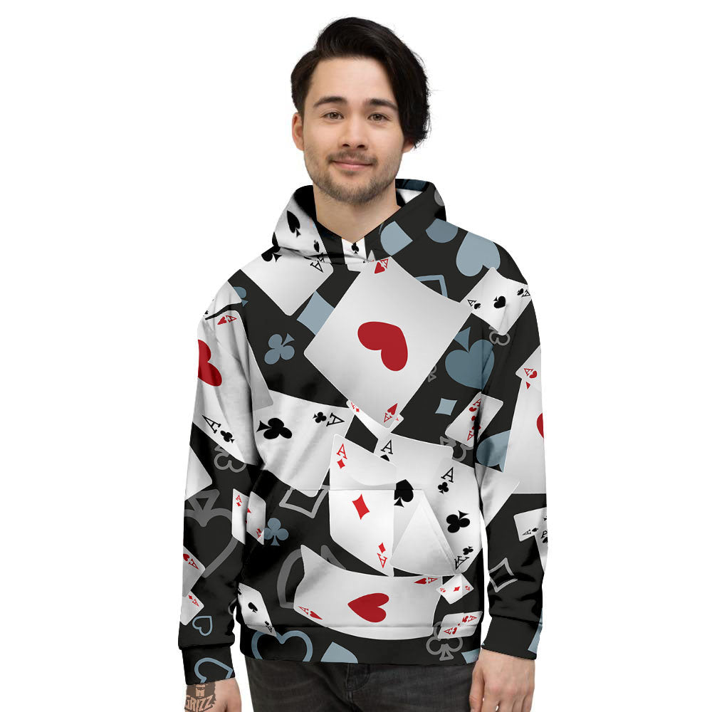 Casino Card Falling Print Men's Hoodie-grizzshop
