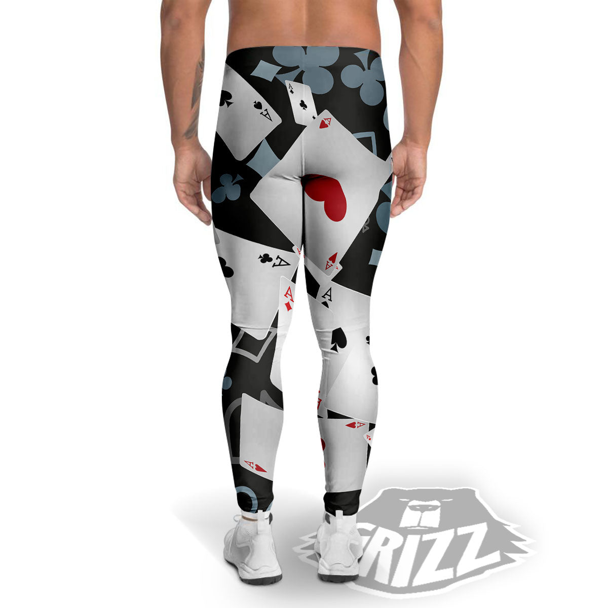 Casino Card Falling Print Men's Leggings-grizzshop