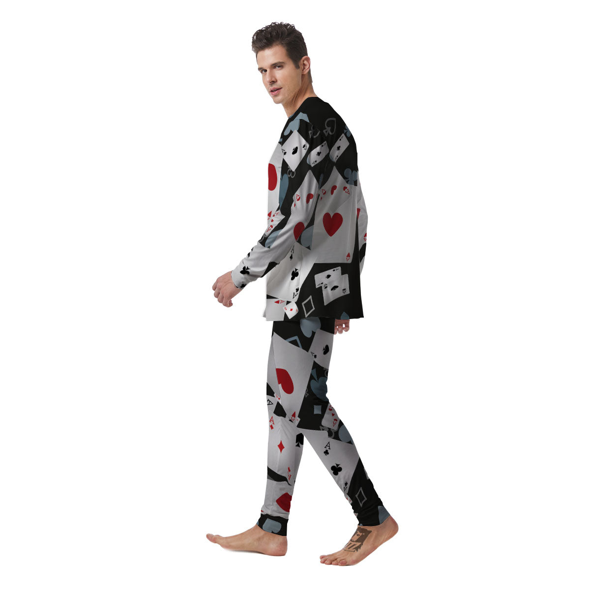 Casino Card Falling Print Men's Pajamas-grizzshop