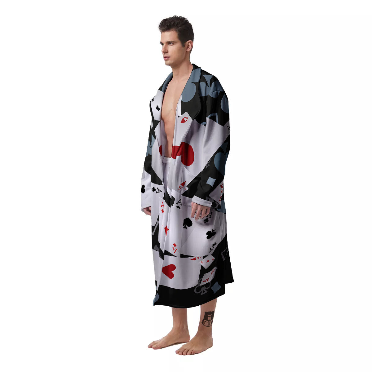 Casino Card Falling Print Men's Robe-grizzshop