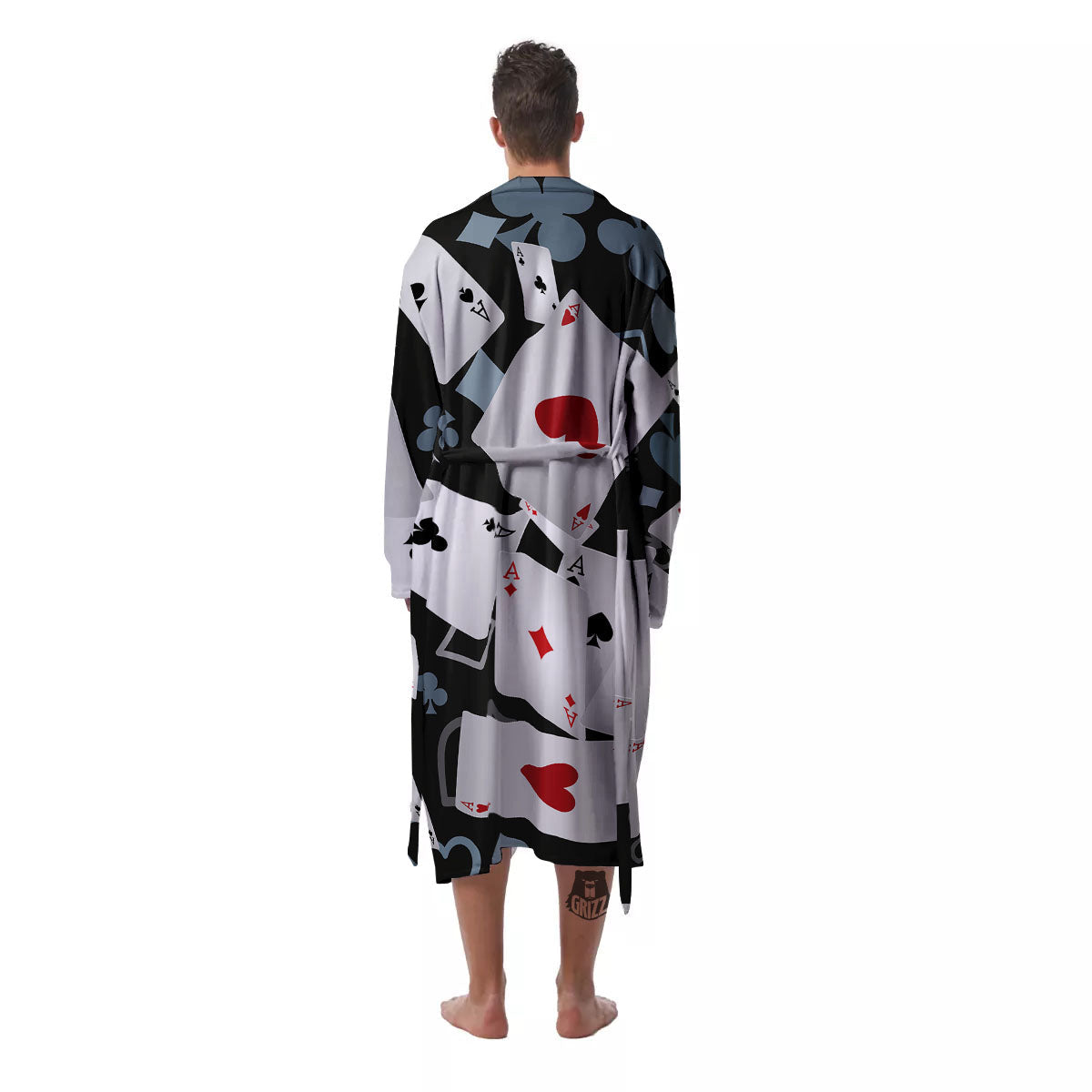 Casino Card Falling Print Men's Robe-grizzshop