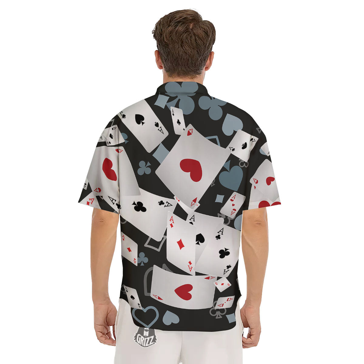 Casino Card Falling Print Men's Short Sleeve Shirts-grizzshop