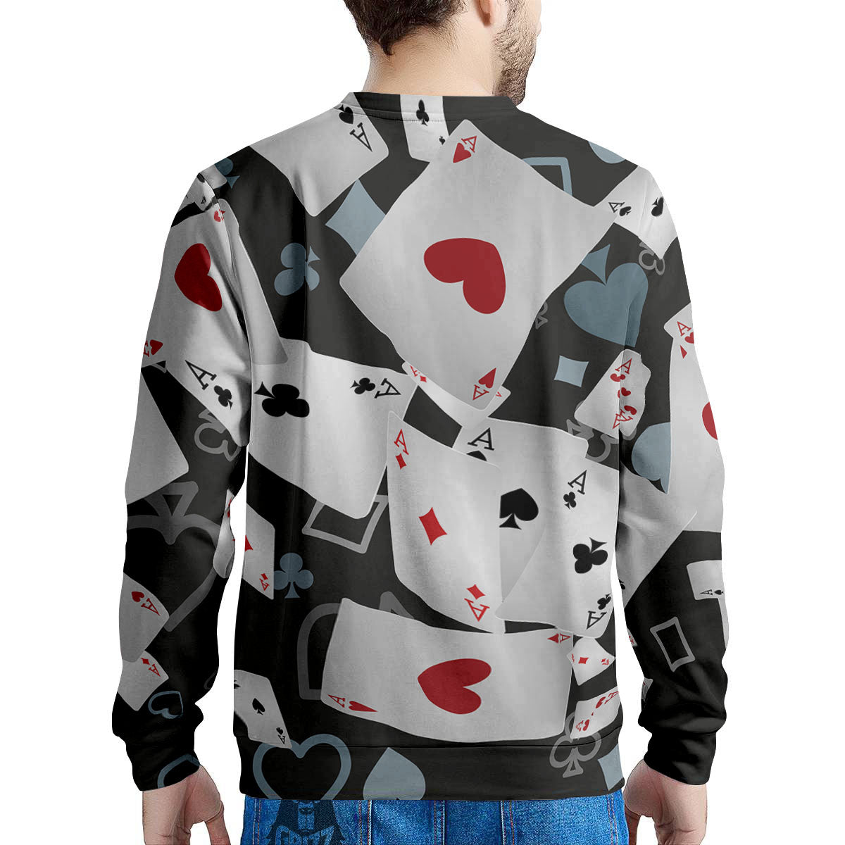 Casino Card Falling Print Men's Sweatshirt-grizzshop