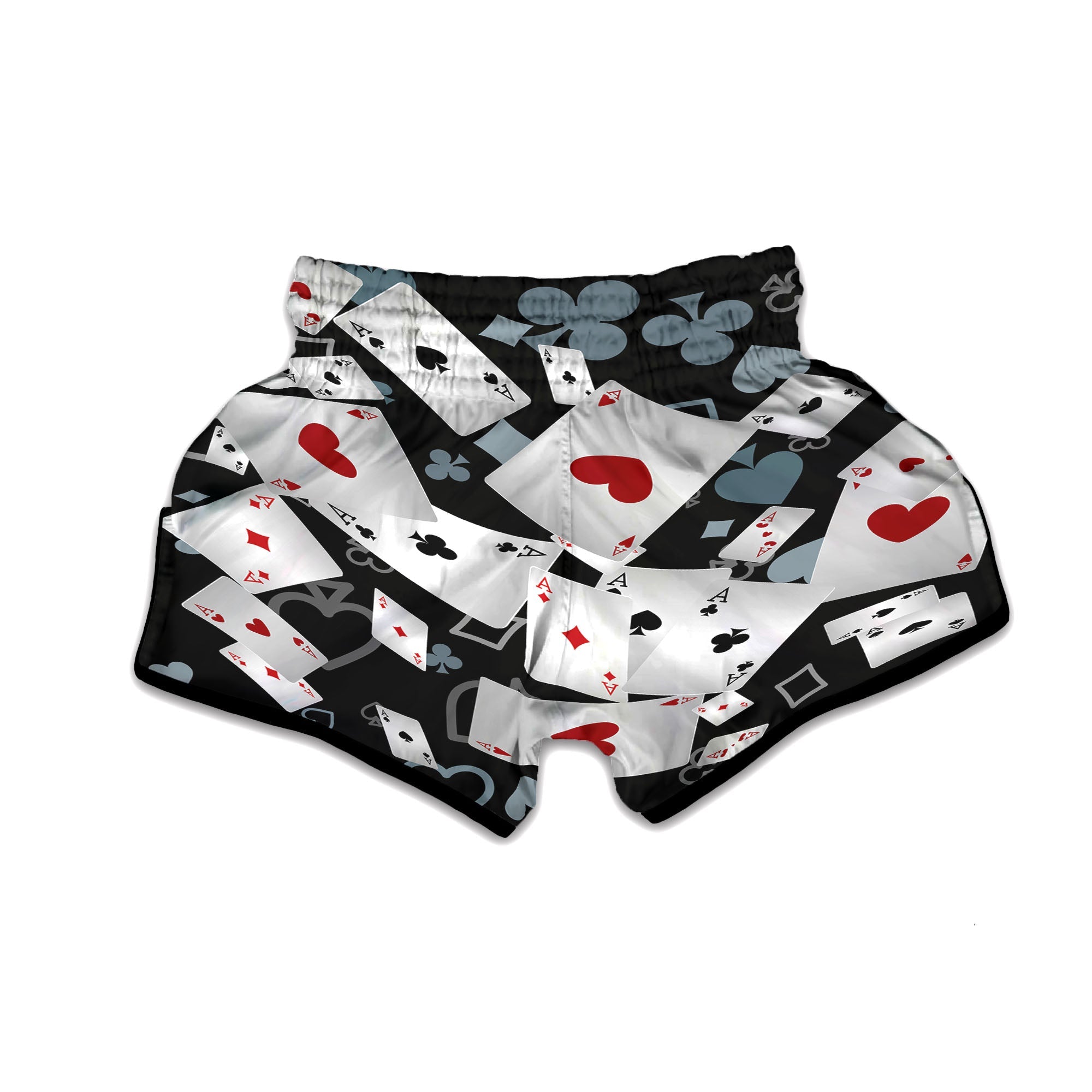 Casino Card Falling Print Muay Thai Boxing Shorts-grizzshop