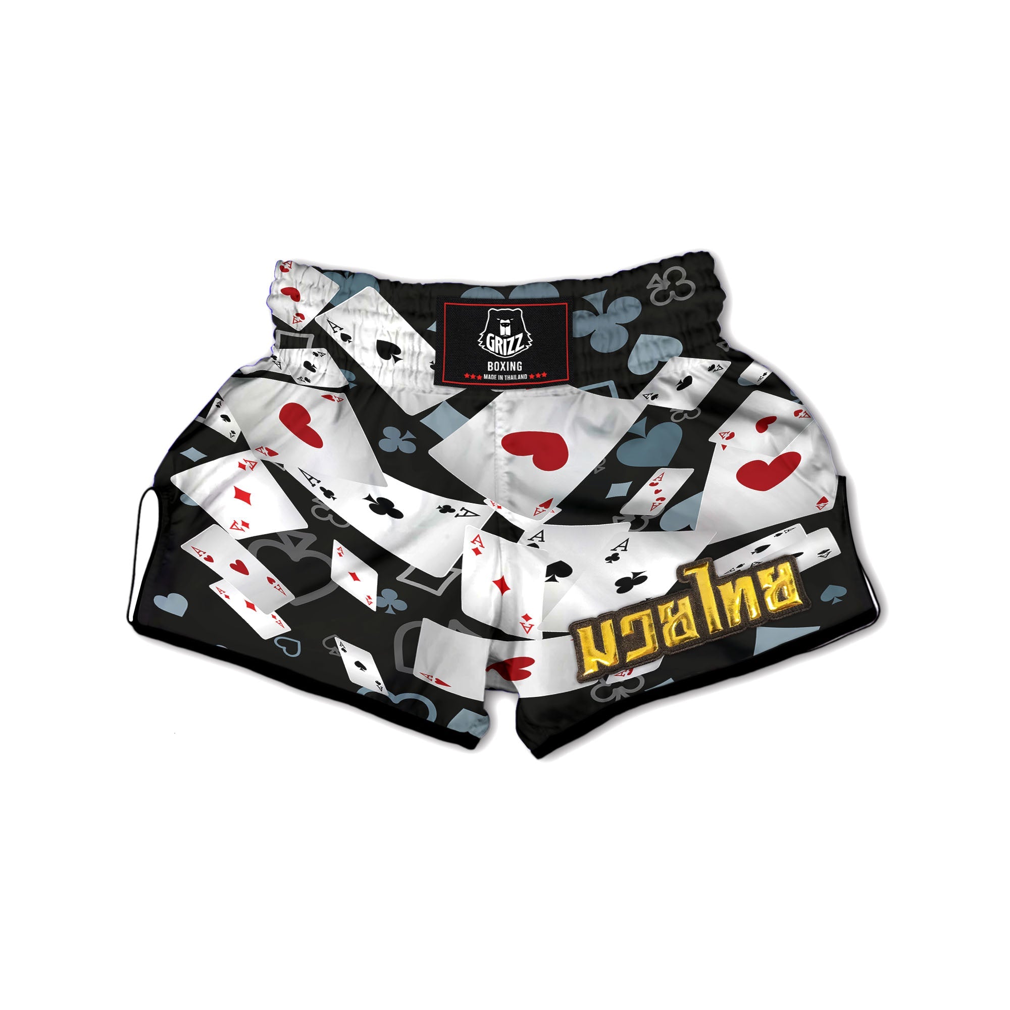 Casino Card Falling Print Muay Thai Boxing Shorts-grizzshop