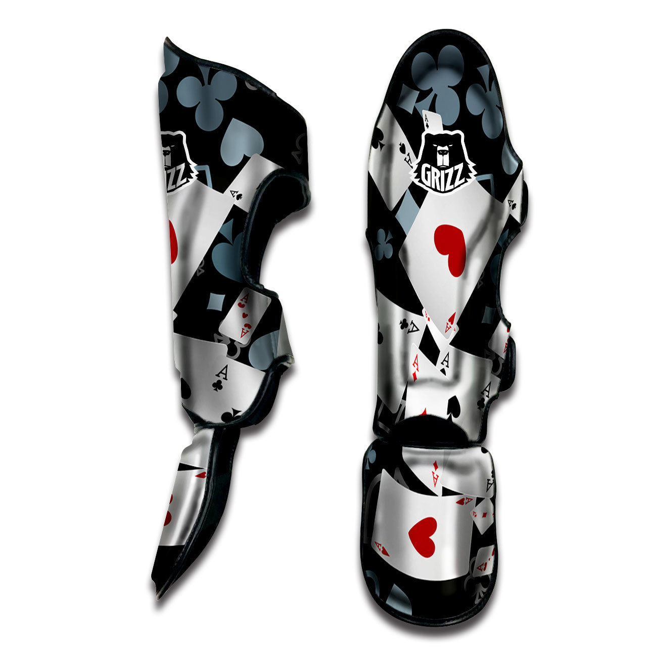 Casino Card Falling Print Muay Thai Shin Guards-grizzshop