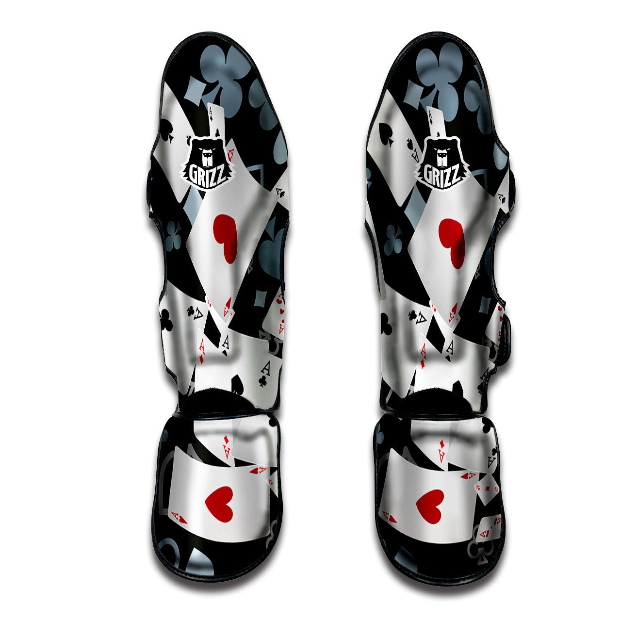 Casino Card Falling Print Muay Thai Shin Guards-grizzshop