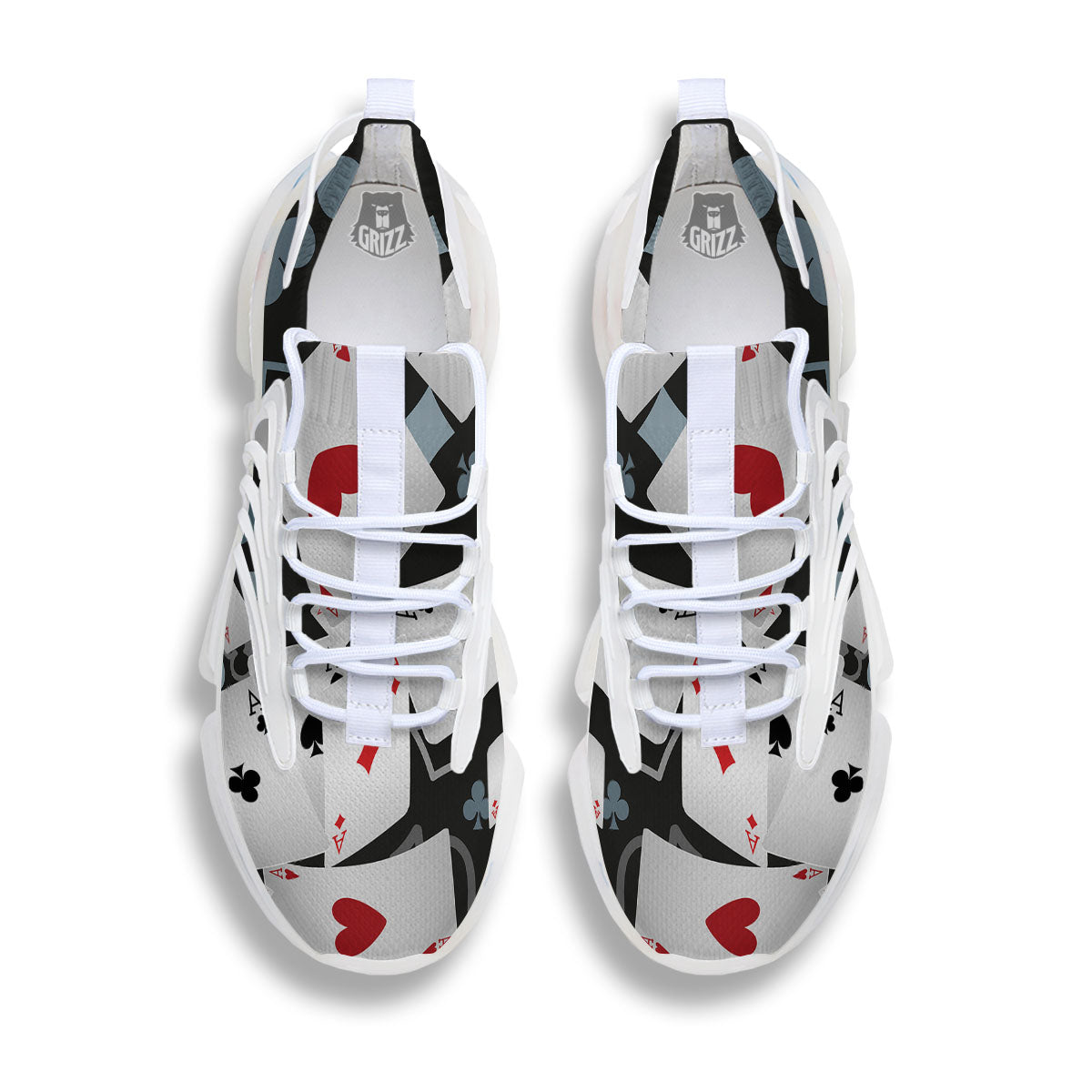 Casino Card Falling Print White Gym Shoes-grizzshop
