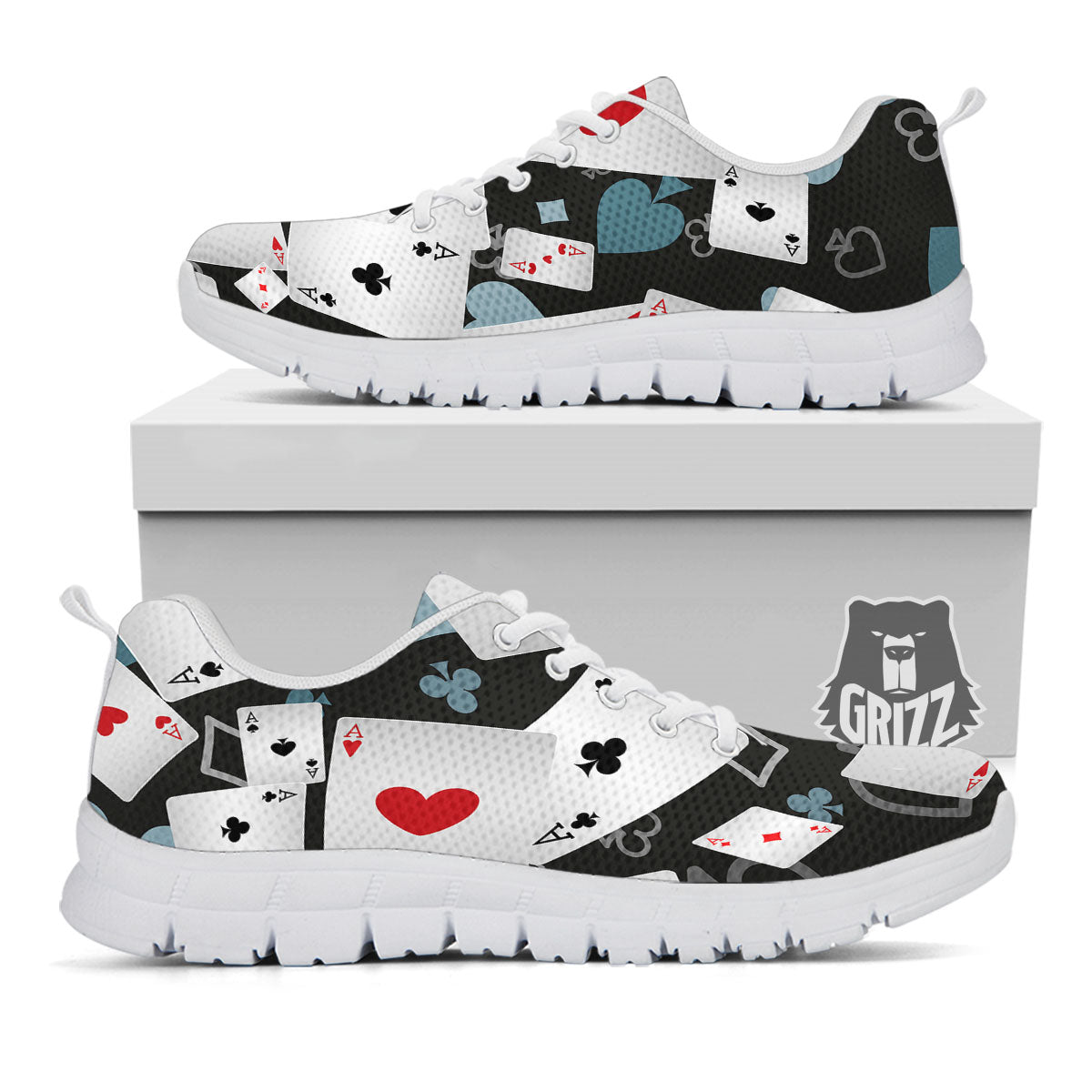 Casino Card Falling Print White Sneaker-grizzshop