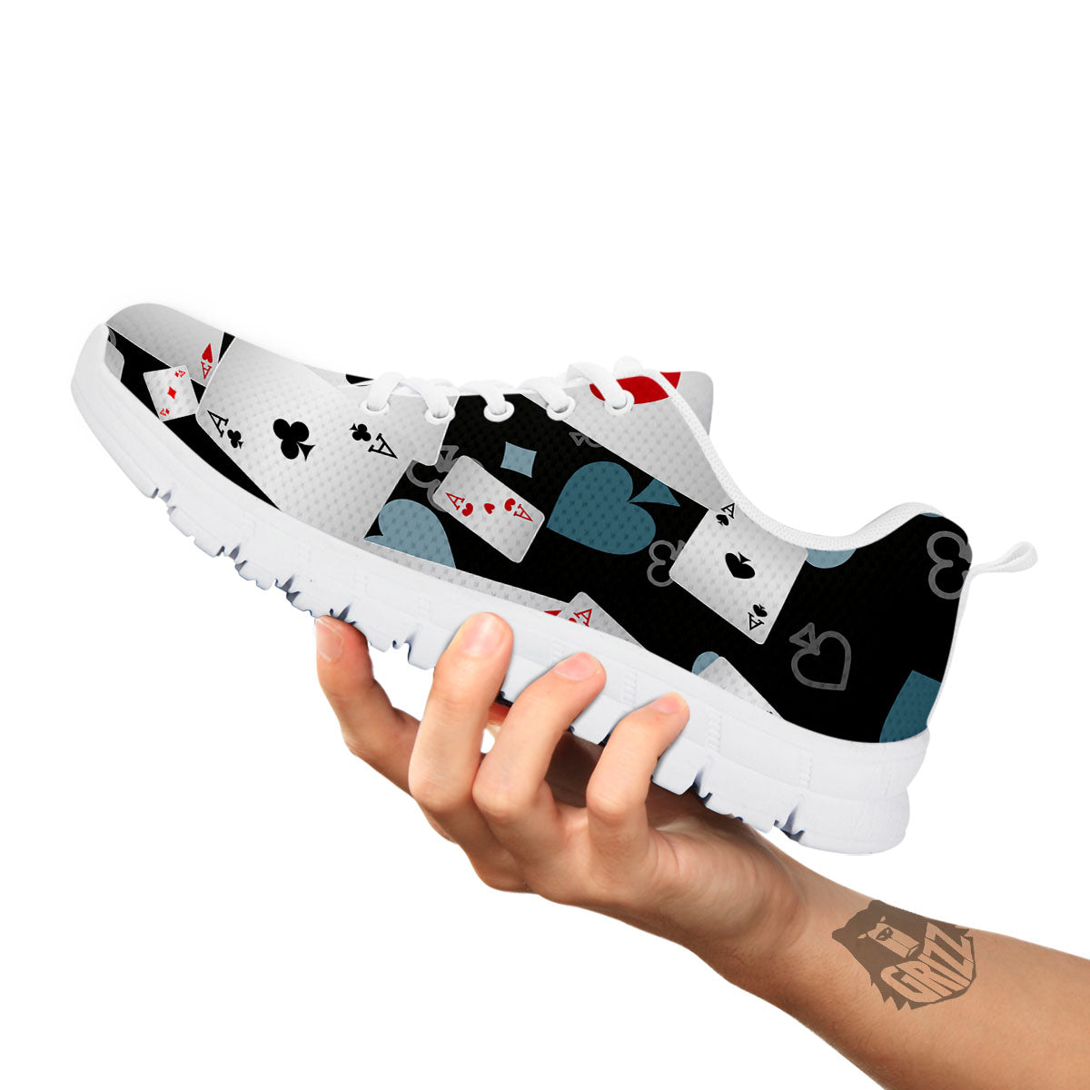 Casino Card Falling Print White Sneaker-grizzshop
