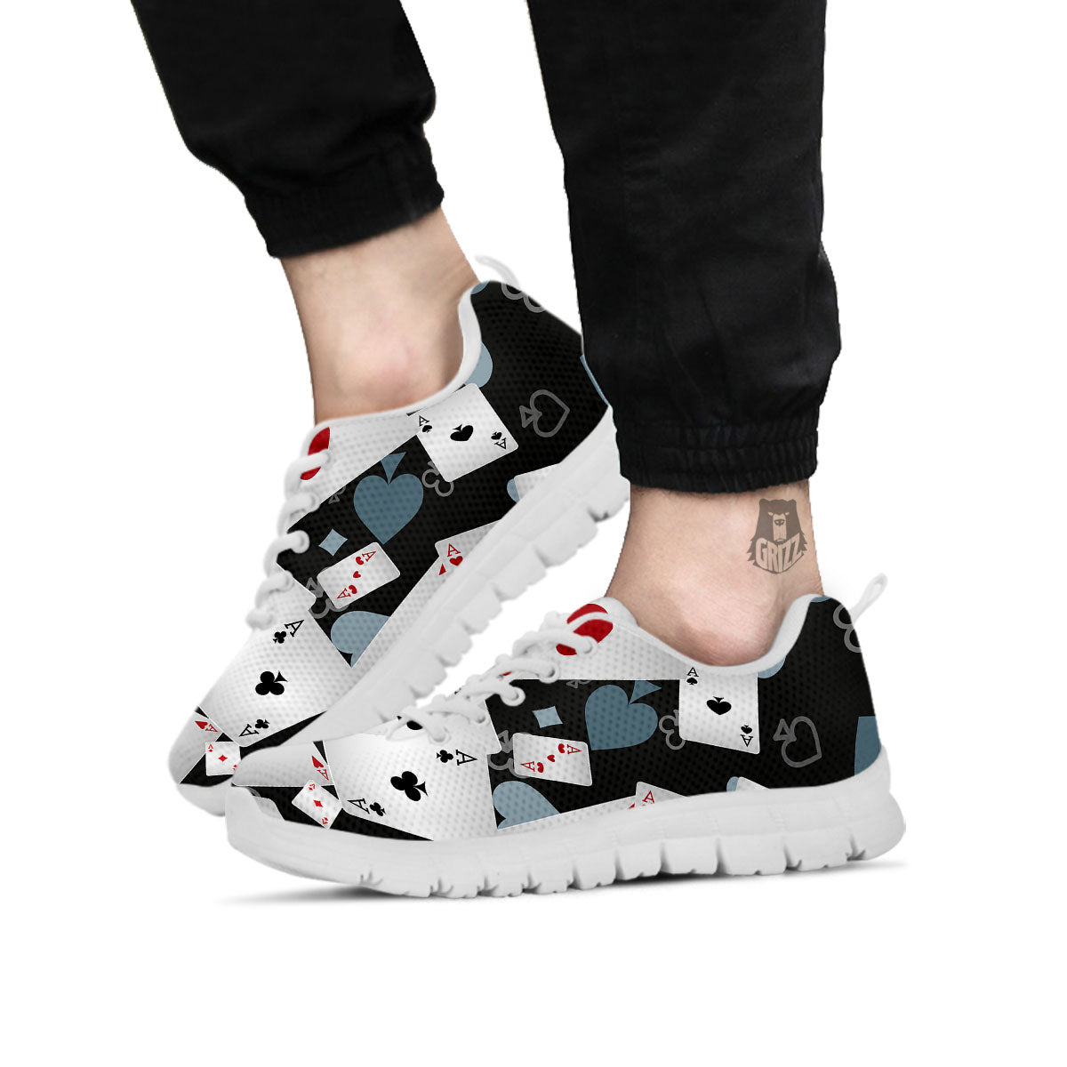 Casino Card Falling Print White Sneaker-grizzshop