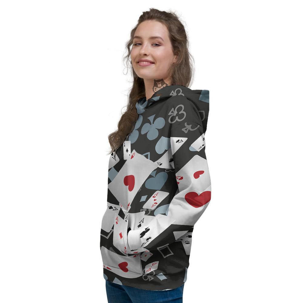 Casino Card Falling Print Women's Hoodie-grizzshop