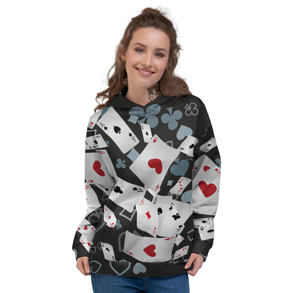 Casino Card Falling Print Women's Hoodie-grizzshop