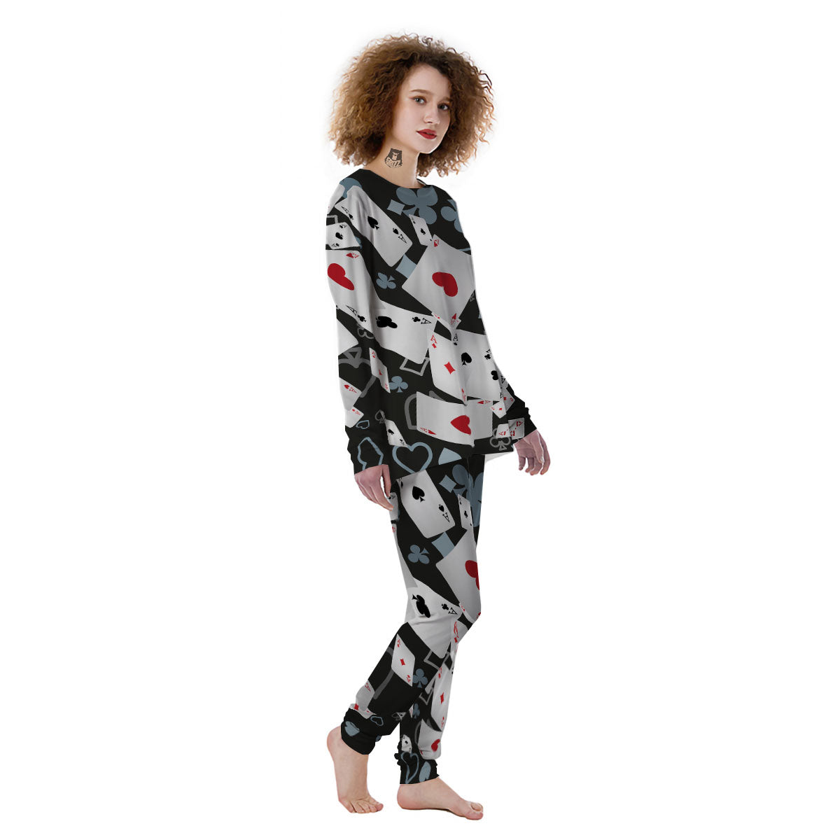 Casino Card Falling Print Women's Pajamas-grizzshop