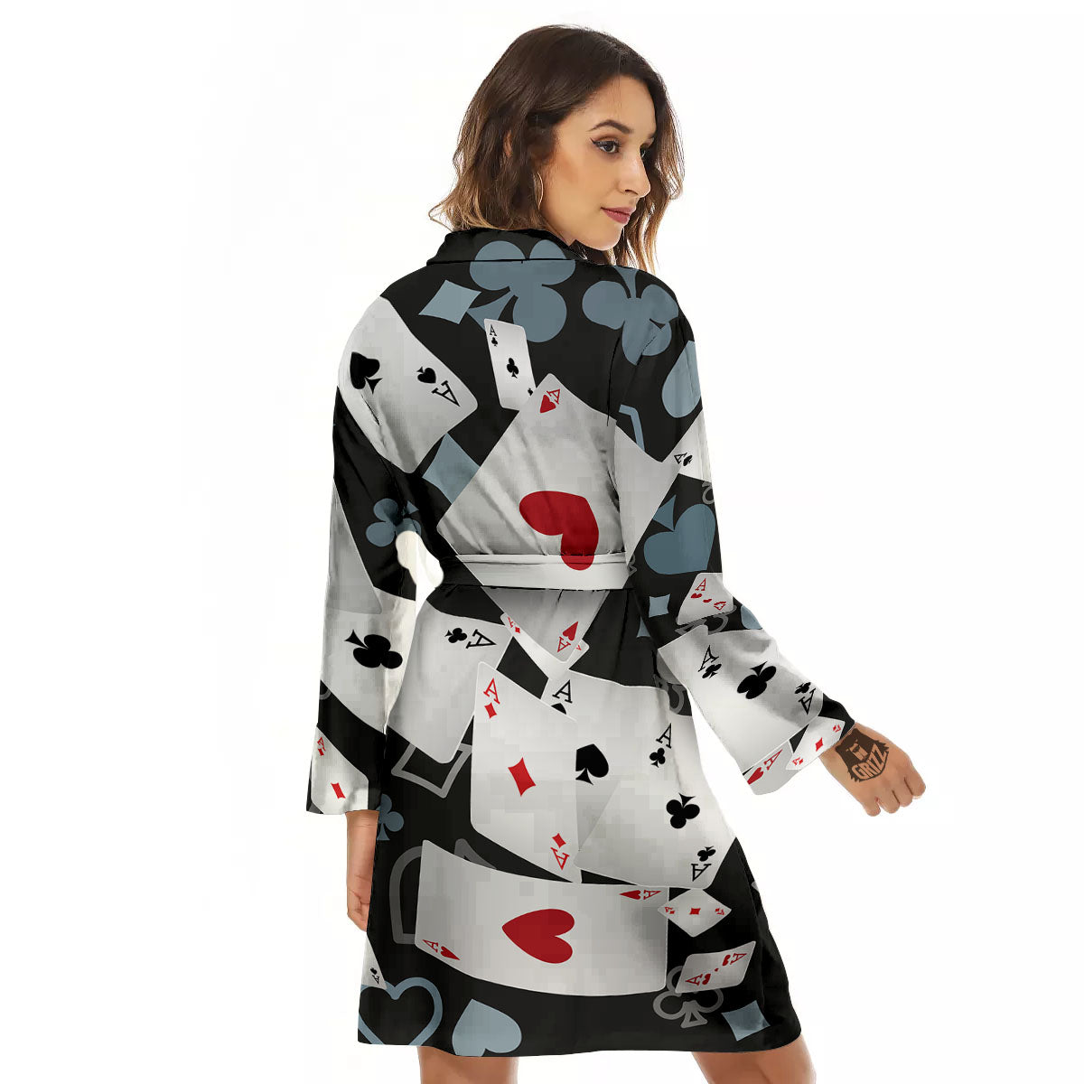 Casino Card Falling Print Women's Robe-grizzshop