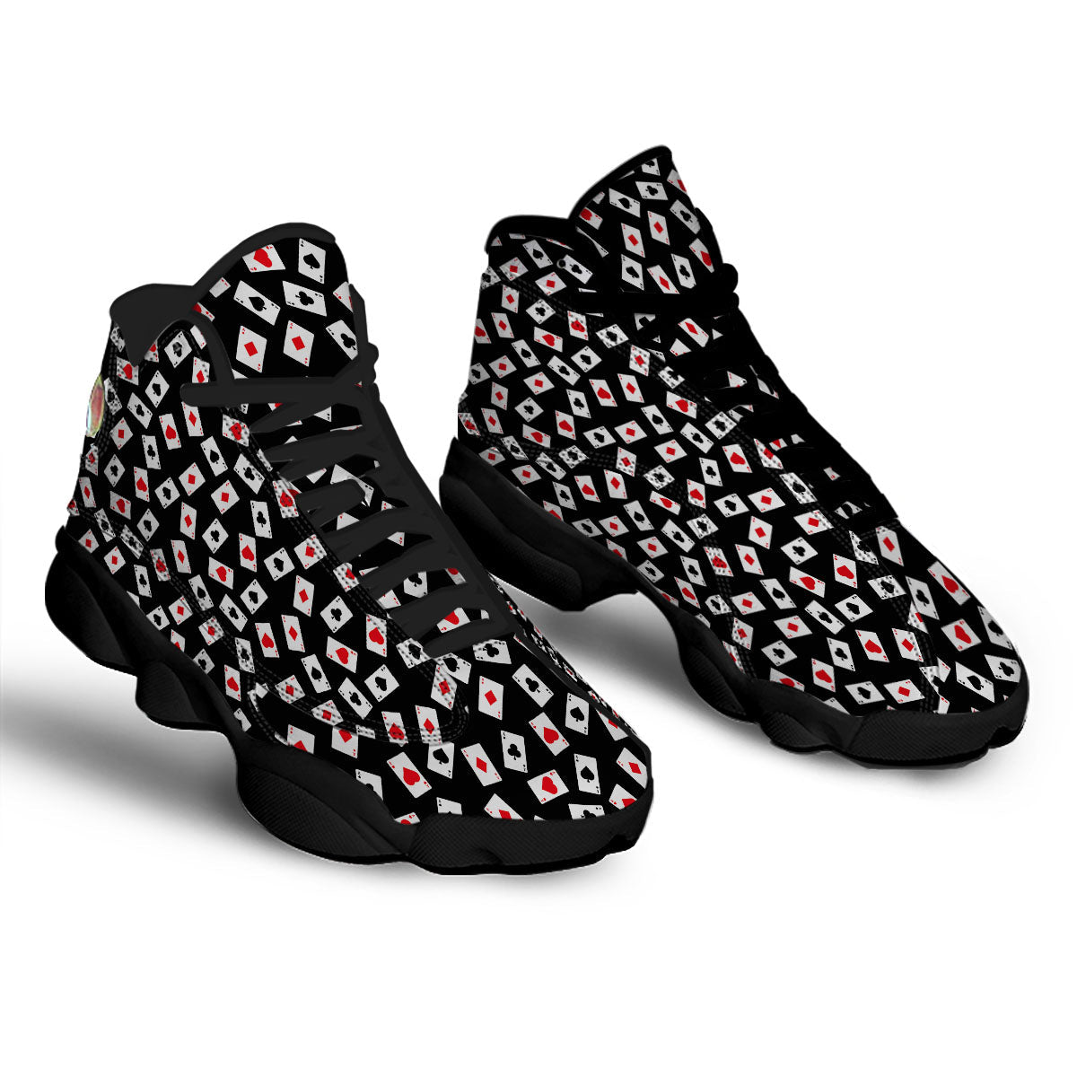 Casino Card Red And Black Print Pattern Black Basketball Shoes-grizzshop