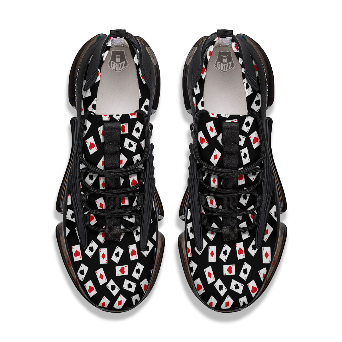 Casino Card Red And Black Print Pattern Black Gym Shoes-grizzshop