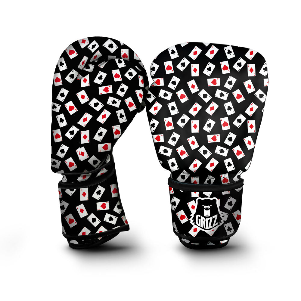 Casino Card Red And Black Print Pattern Boxing Gloves-grizzshop