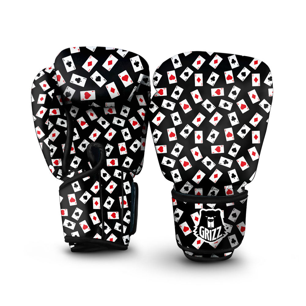 Casino Card Red And Black Print Pattern Boxing Gloves-grizzshop