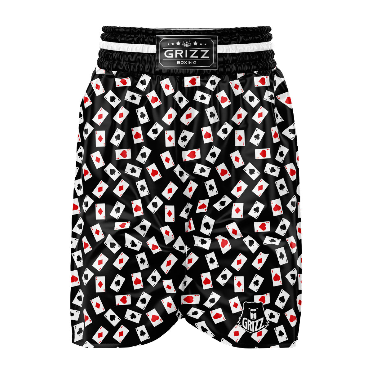 Casino Card Red And Black Print Pattern Boxing Shorts-grizzshop