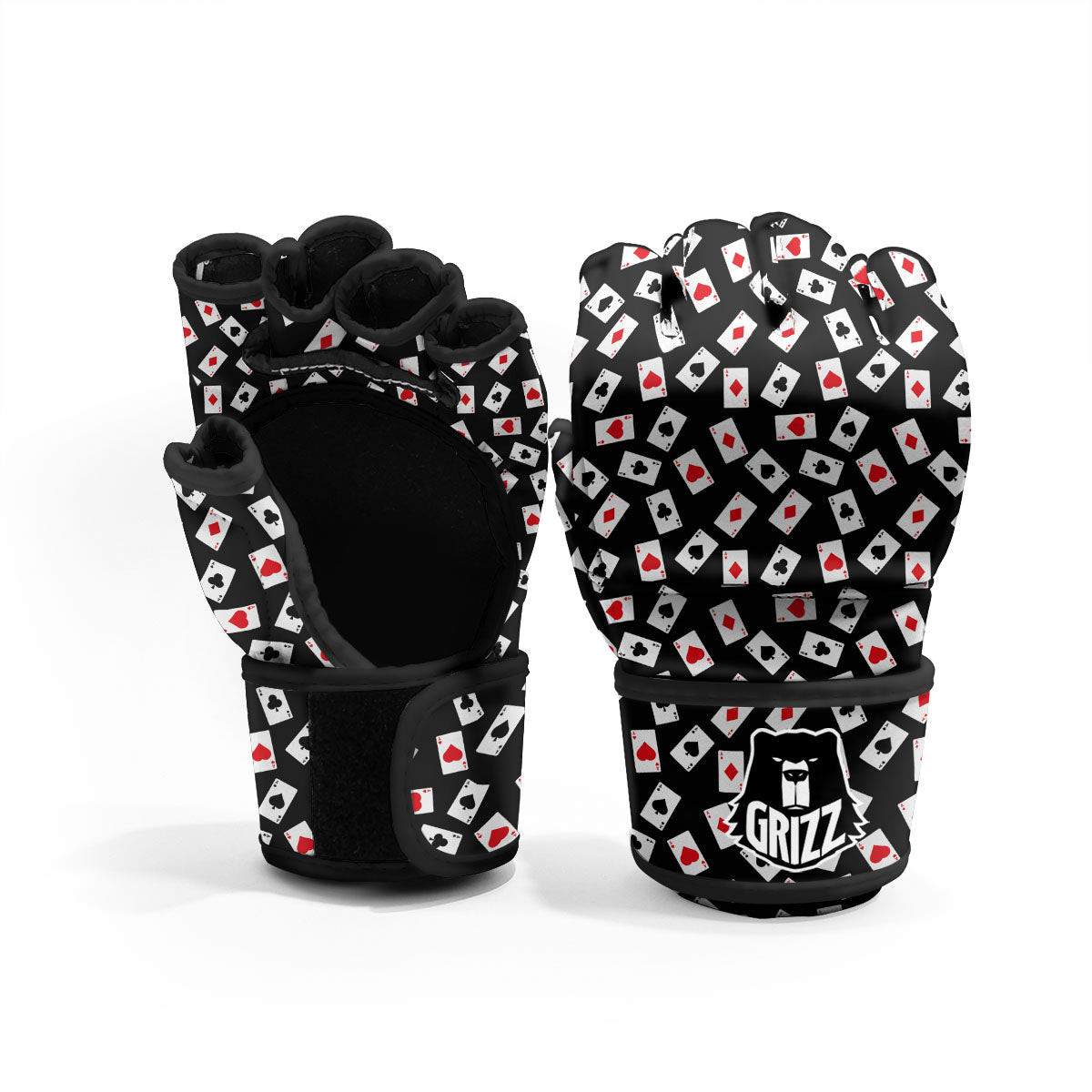 Casino Card Red And Black Print Pattern MMA Gloves-grizzshop