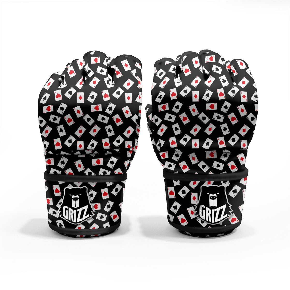 Casino Card Red And Black Print Pattern MMA Gloves-grizzshop