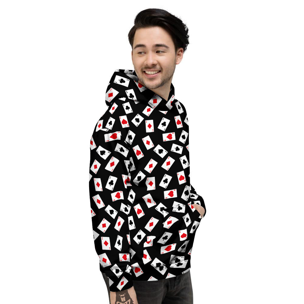Casino Card Red And Black Print Pattern Men's Hoodie-grizzshop
