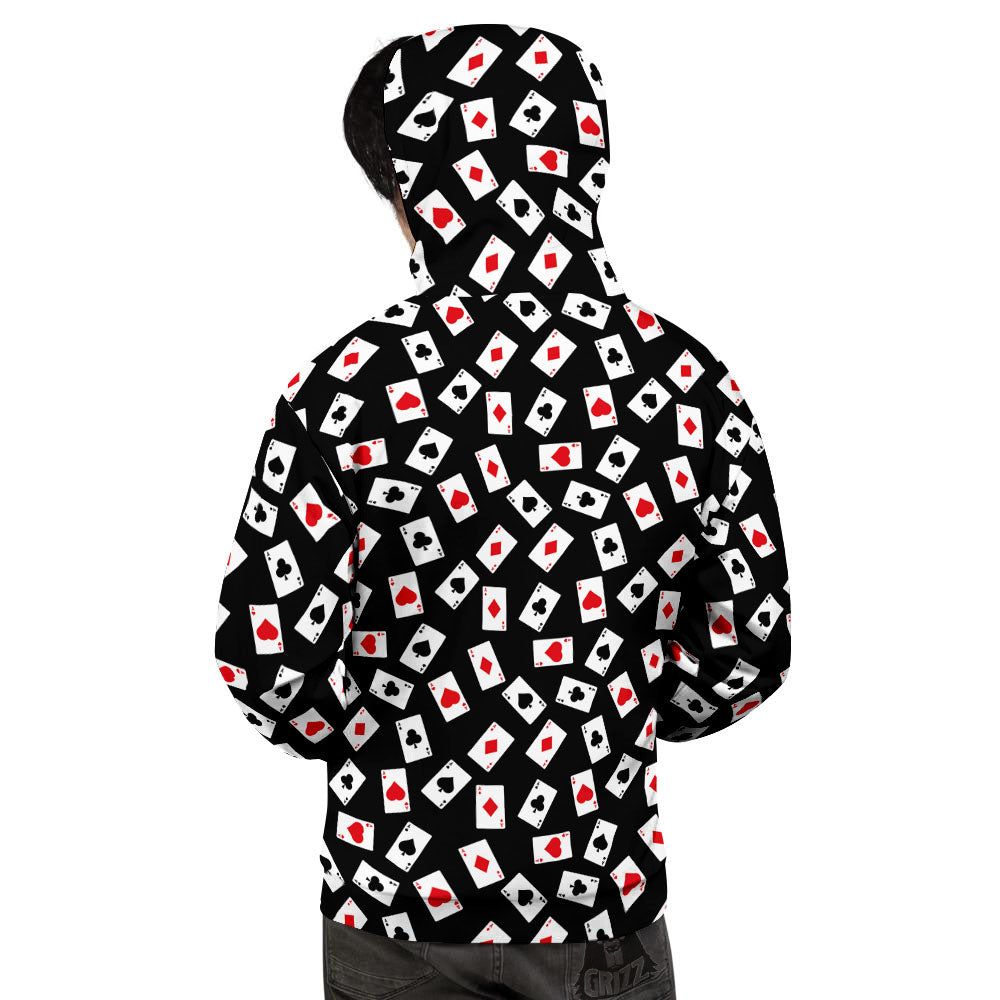 Casino Card Red And Black Print Pattern Men's Hoodie-grizzshop