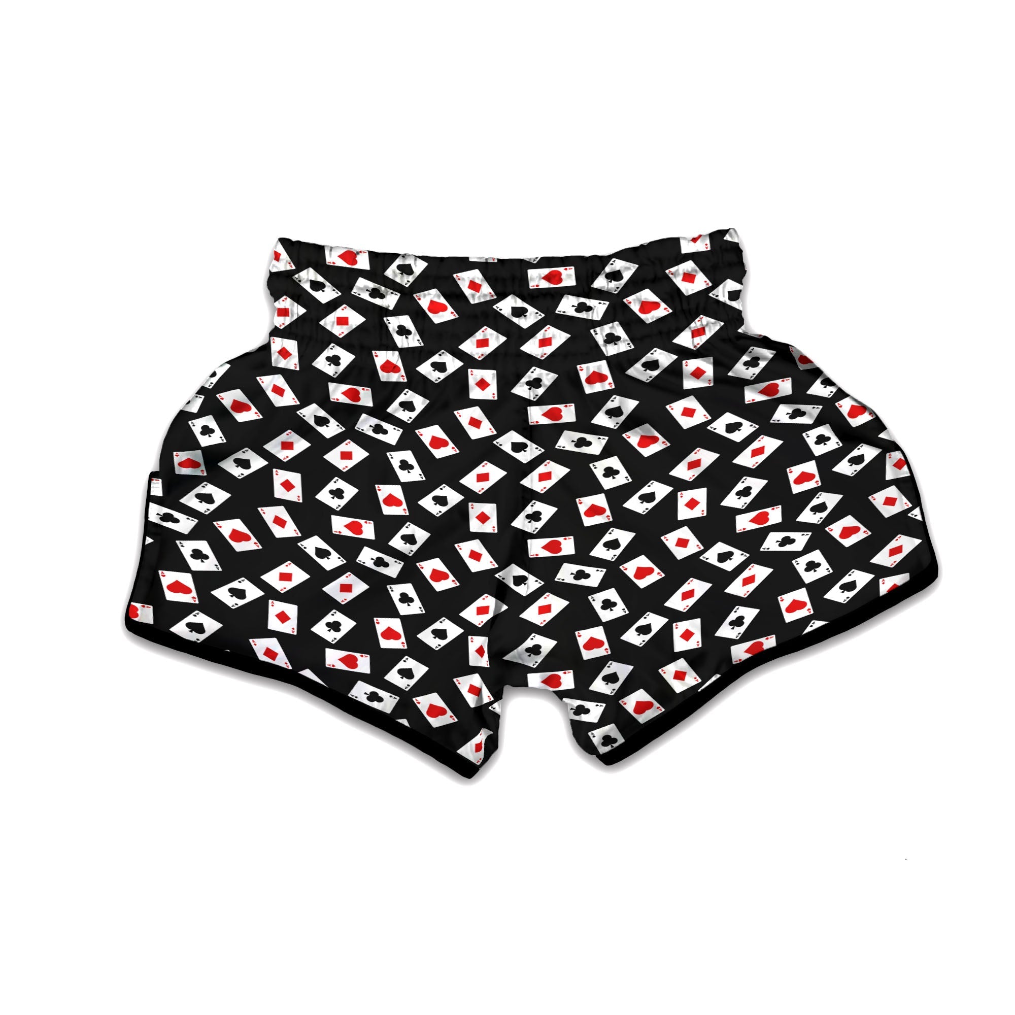 Casino Card Red And Black Print Pattern Muay Thai Boxing Shorts-grizzshop